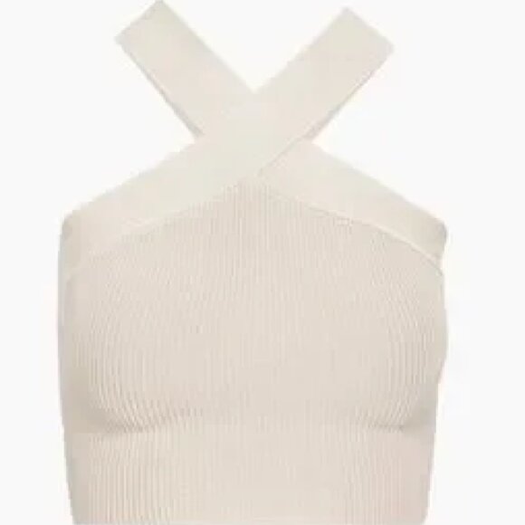Aritzia Tops - Babaton Sculpt Knit Criss Cross Cropped Tank – Matte Pearl – EUC – Size Large